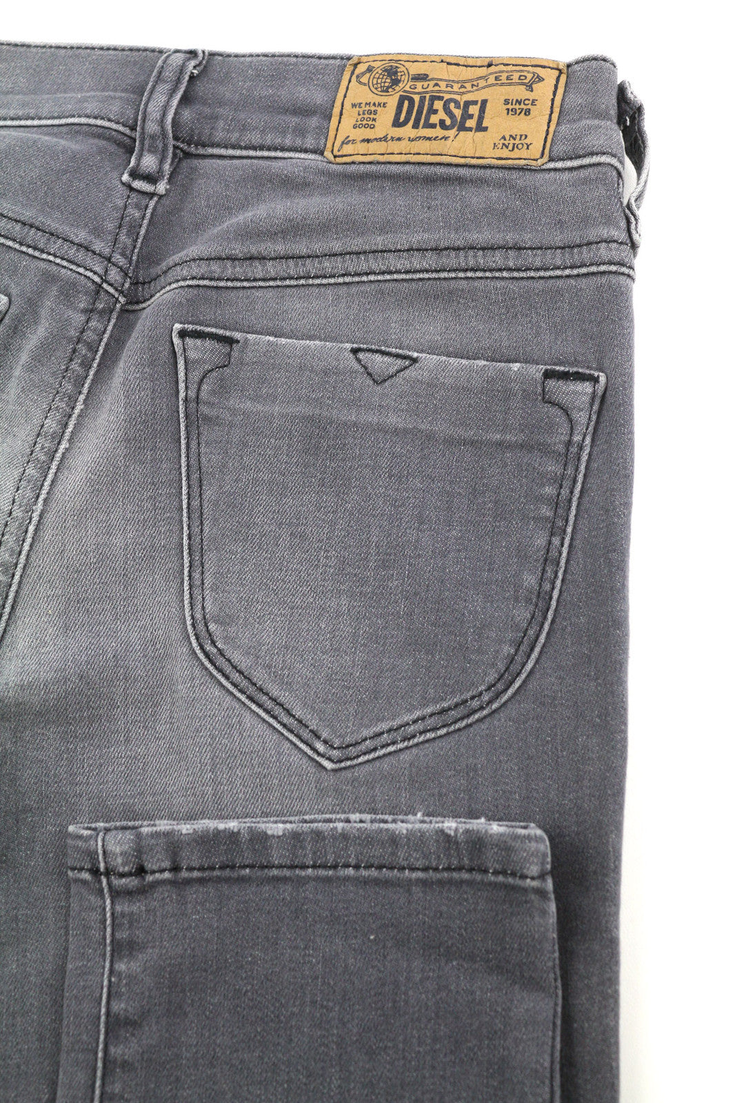 DIESEL Livier 0RE50 Women Jeans W24 Super Slim Jegging Low Waist Stretch Grey