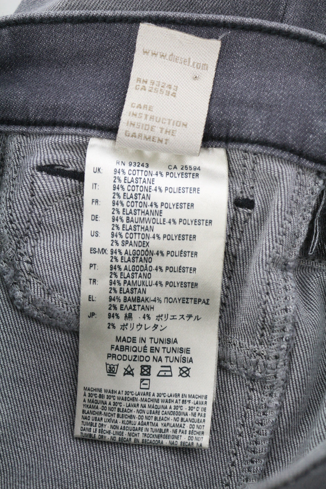 DIESEL Livier 0RE50 Women Jeans W24 Super Slim Jegging Low Waist Stretch Grey