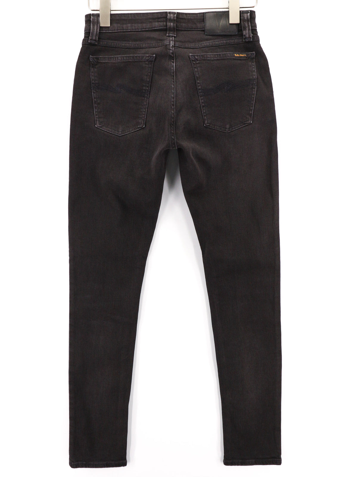 NUDIE Skinny Lin Used Black Men Jeans W29/L32 Zip Fly Organic Cotton Faded Denim