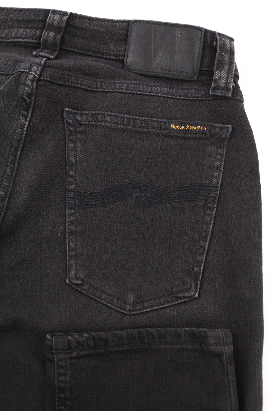 NUDIE Skinny Lin Used Black Men Jeans W29/L32 Zip Fly Organic Cotton Faded Denim