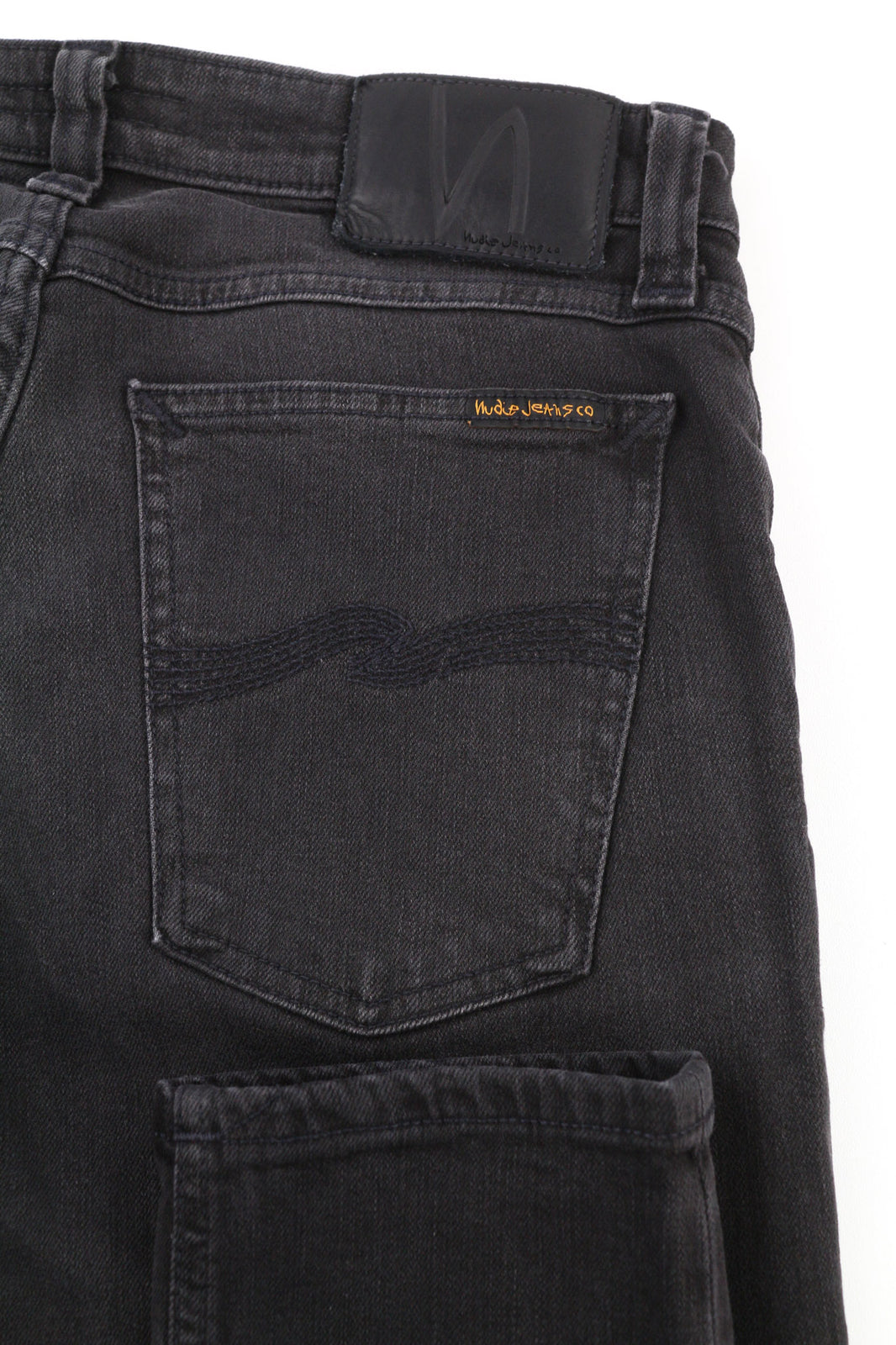 NUDIE Skinny Lin Used Black Men Jeans W29/L32 Faded Cotton Stretch Zip Casual