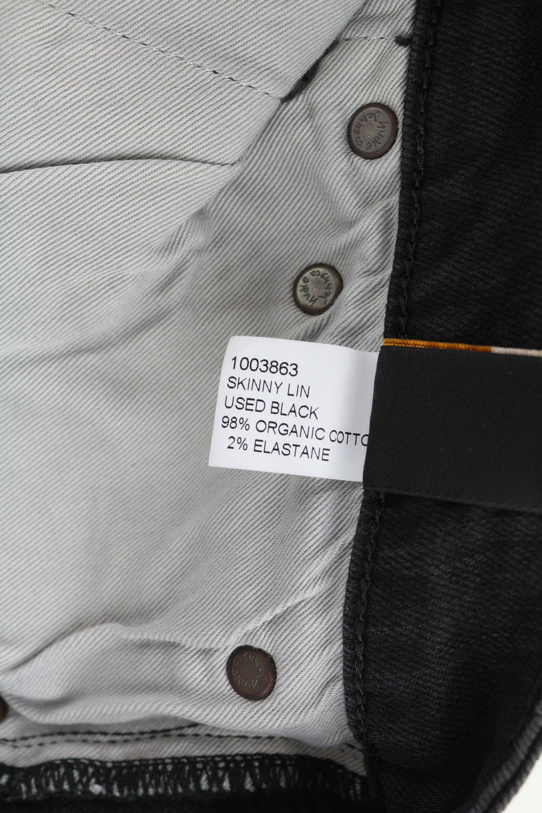 NUDIE Skinny Lin Used Black Men Jeans W29/L32 Faded Cotton Stretch Zip Casual