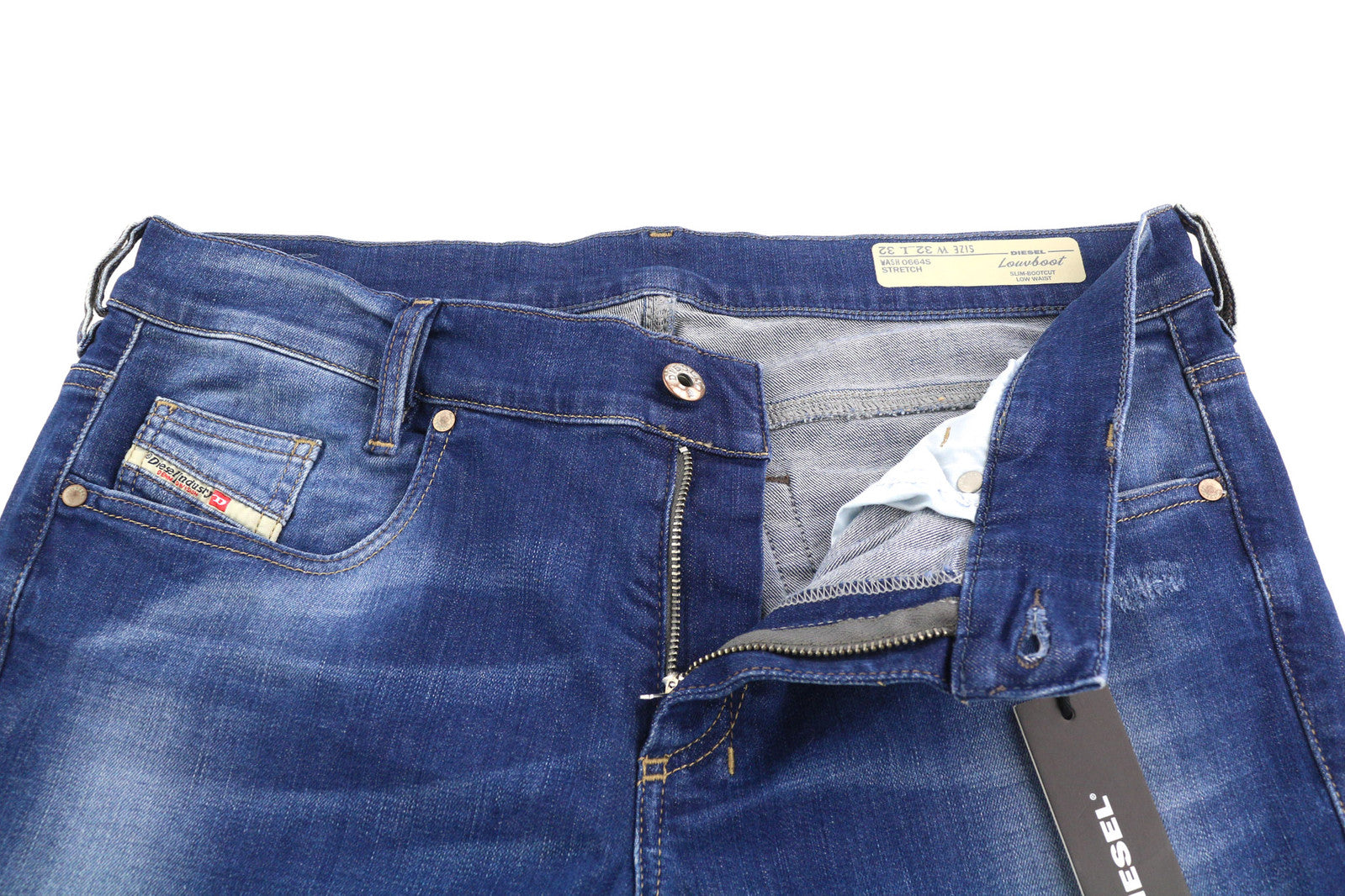 DIESEL Lowboot 0664S Women Jeans W32/L32 Slim Bootcut Low Waist Stretch Blue