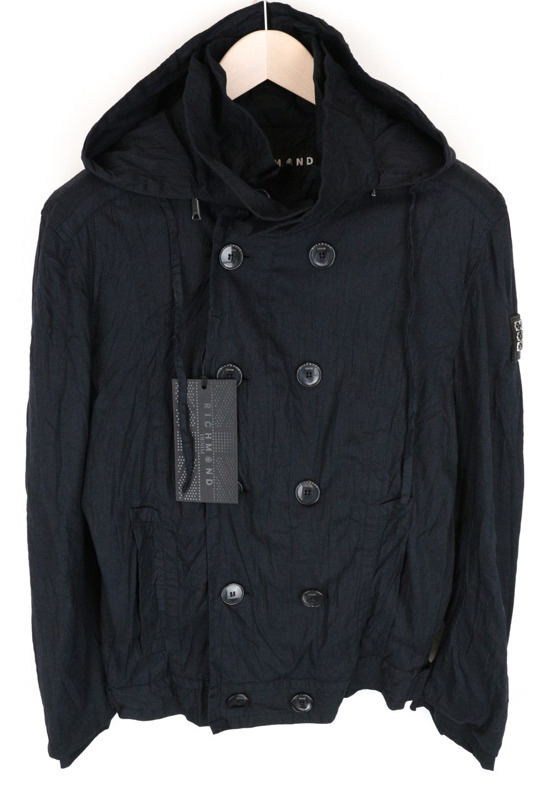 RICHMOND Men's Jacket 48 Navy Blend Double Hooded Lightweight
