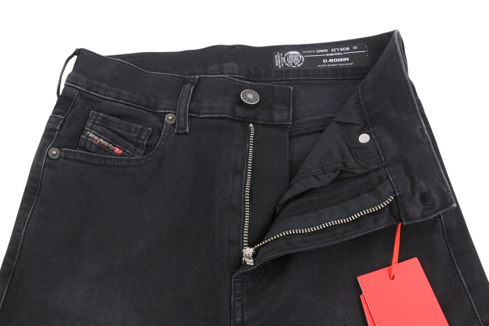 DIESEL D-Roisin 069MZ Women Jeans W26/L32 Super Skinny High Waist Stretch Black