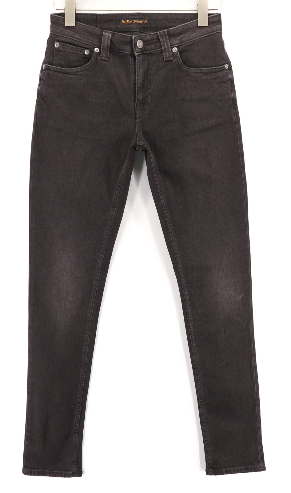 NUDIE Skinny Lin Used Black Men Jeans W29/L32 Zip Organic Cotton Stretch Dark