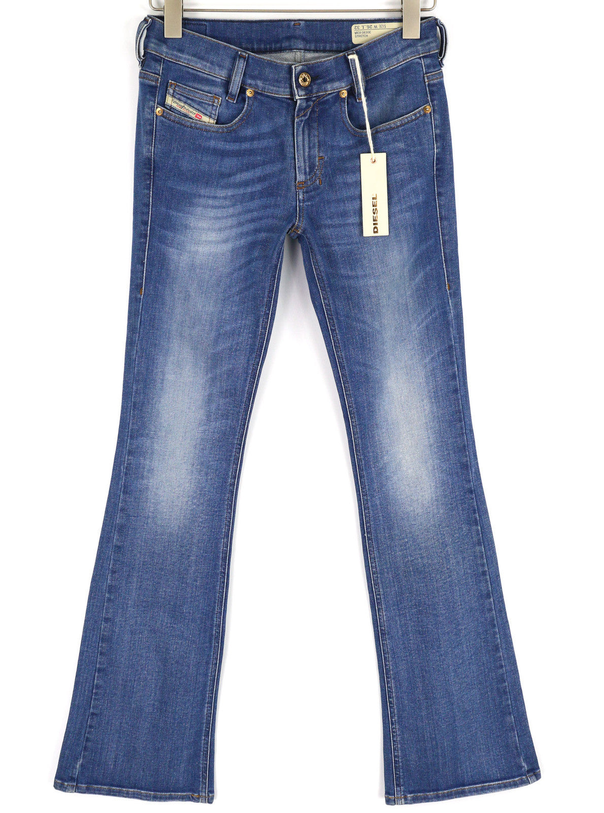 DIESEL Lowboot 0830E Women Jeans W26/L32 Slim Bootcut Low Waist Stretch Blue
