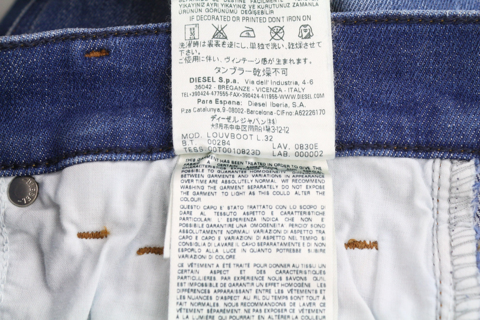 DIESEL Lowboot 0830E Women Jeans W26/L32 Slim Bootcut Low Waist Stretch Blue