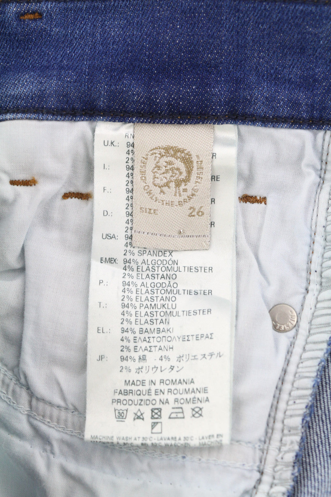 DIESEL Lowboot 0830E Women Jeans W26/L32 Slim Bootcut Low Waist Stretch Blue