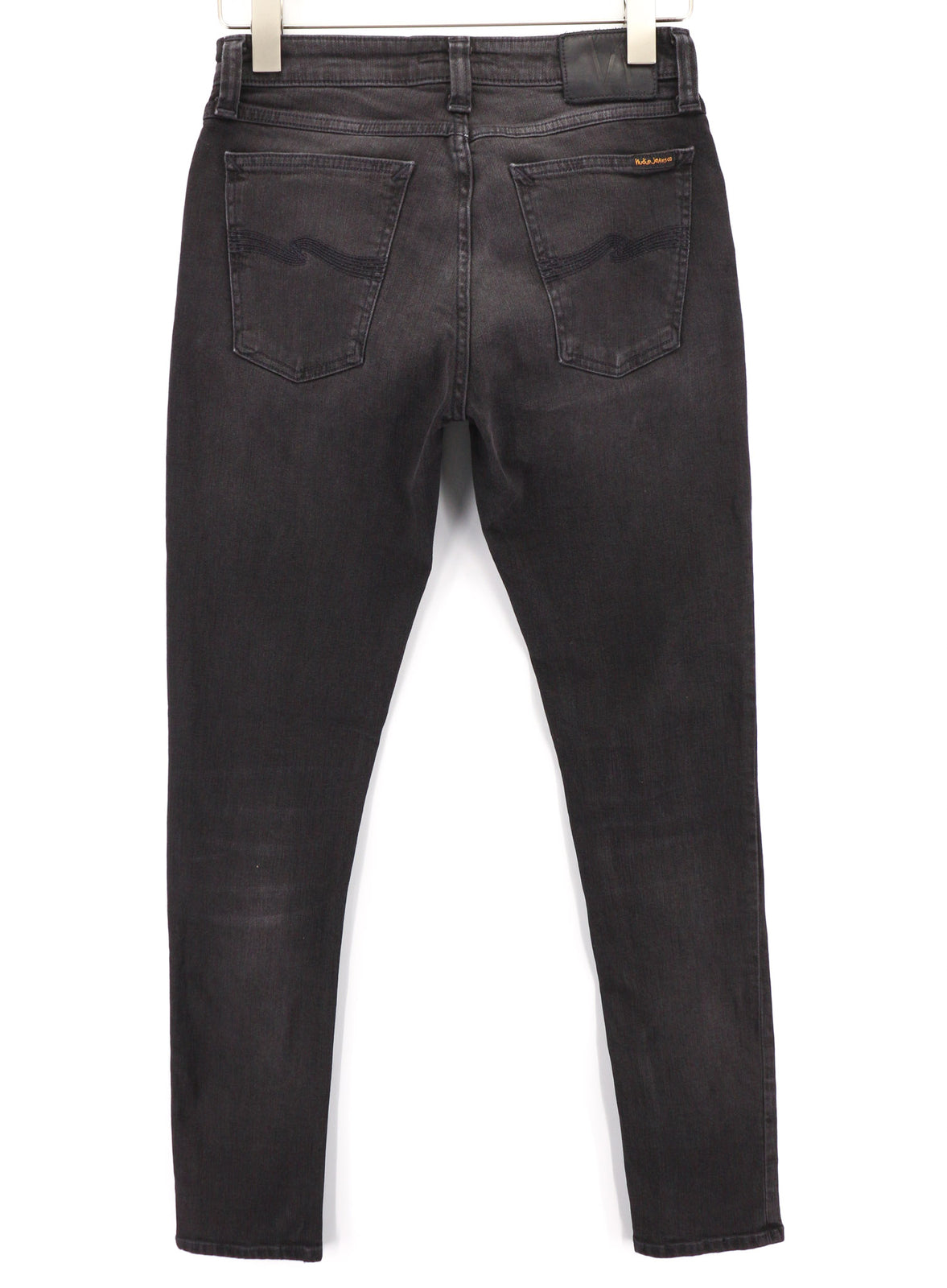 NUDIE Skinny Lin Used Black Men Jeans W29/L32 Organic Cotton Zip Faded Casual