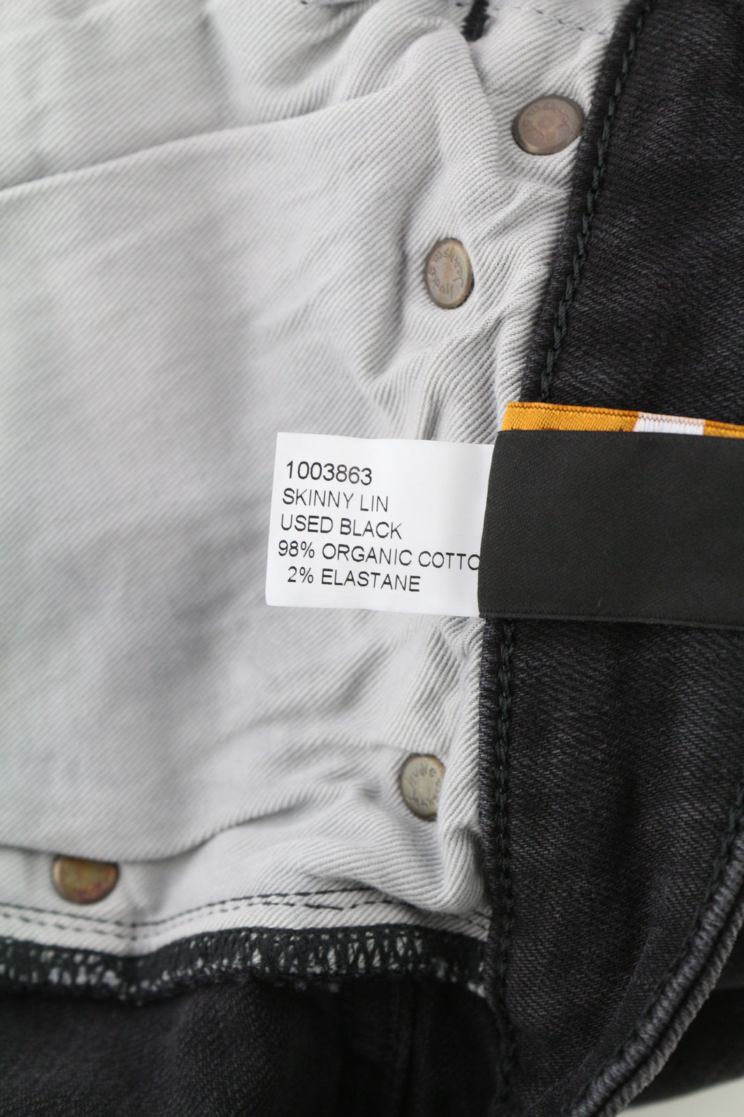 NUDIE Skinny Lin Used Black Men Jeans W29/L32 Organic Cotton Zip Faded Casual