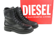 DIESEL D-Alabhama CB Men Boots EU44 Black Cow Leather Mid Top RRP€295 Almond Toe