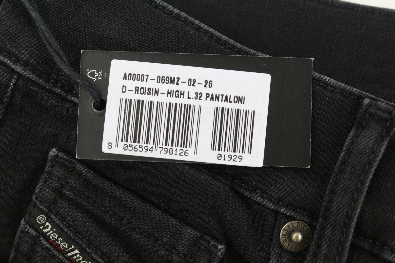 DIESEL D-Roisin 069MZ Women Jeans W26/L32 Super Skinny High Waist Stretch Denim