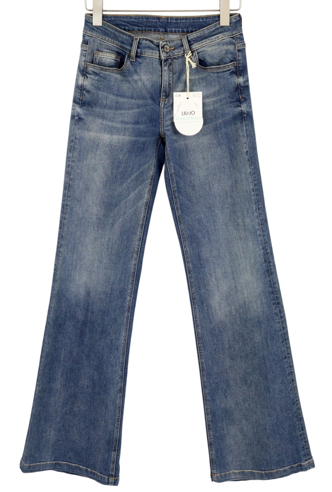 LIU JO Beat Low Women Jeans W28 Bootcut Fit Zip Fly Washed Denim Blue Pockets