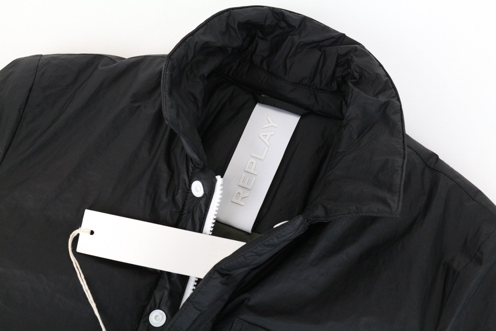 REPLAY Men's Jacket S Black Lined Padded Single Logo Long