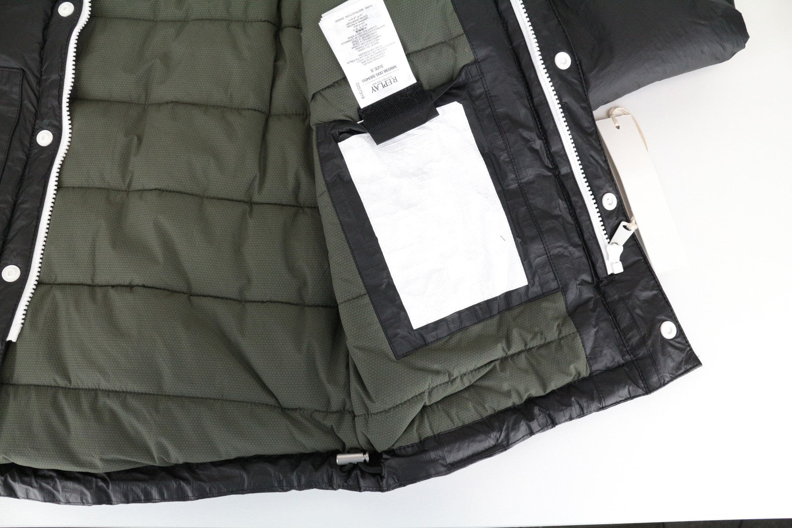 REPLAY Men's Jacket S Black Lined Padded Single Logo Long