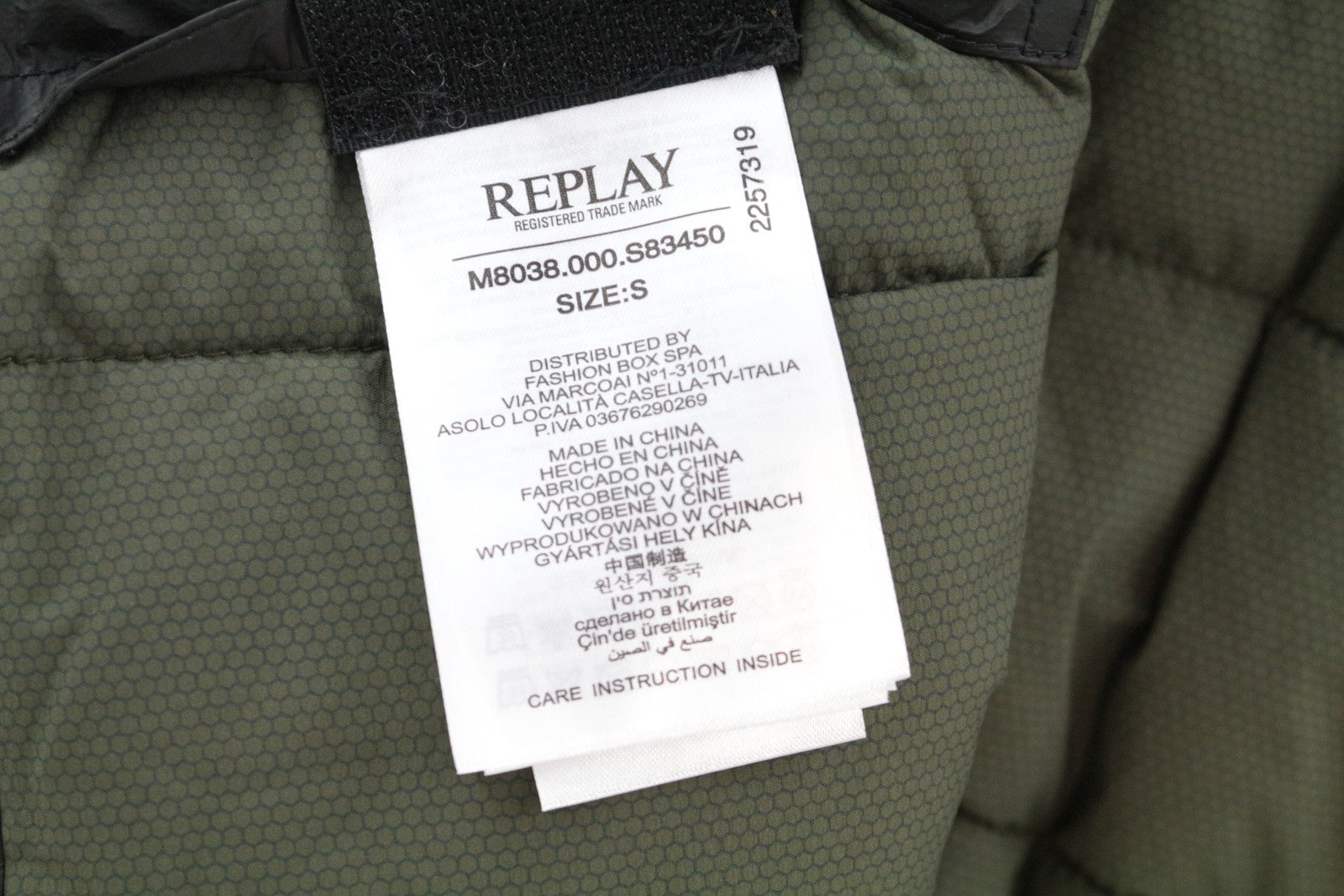 REPLAY Men's Jacket S Black Lined Padded Single Logo Long