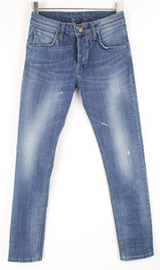 TAKESHY KUROSAWA Power vyriški džinsai W30 Slim skalbtos medvilnės tamprės mėlyni 