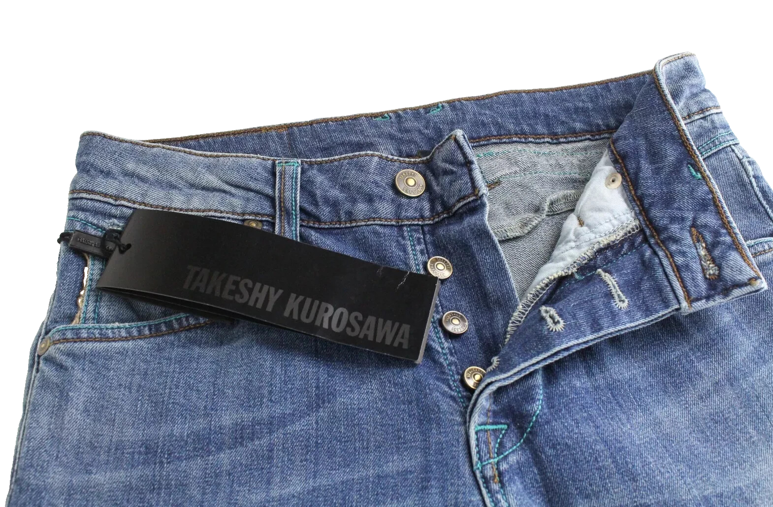 TAKESHY KUROSAWA Power vyriški džinsai W30 Slim skalbtos medvilnės tamprės mėlyni 