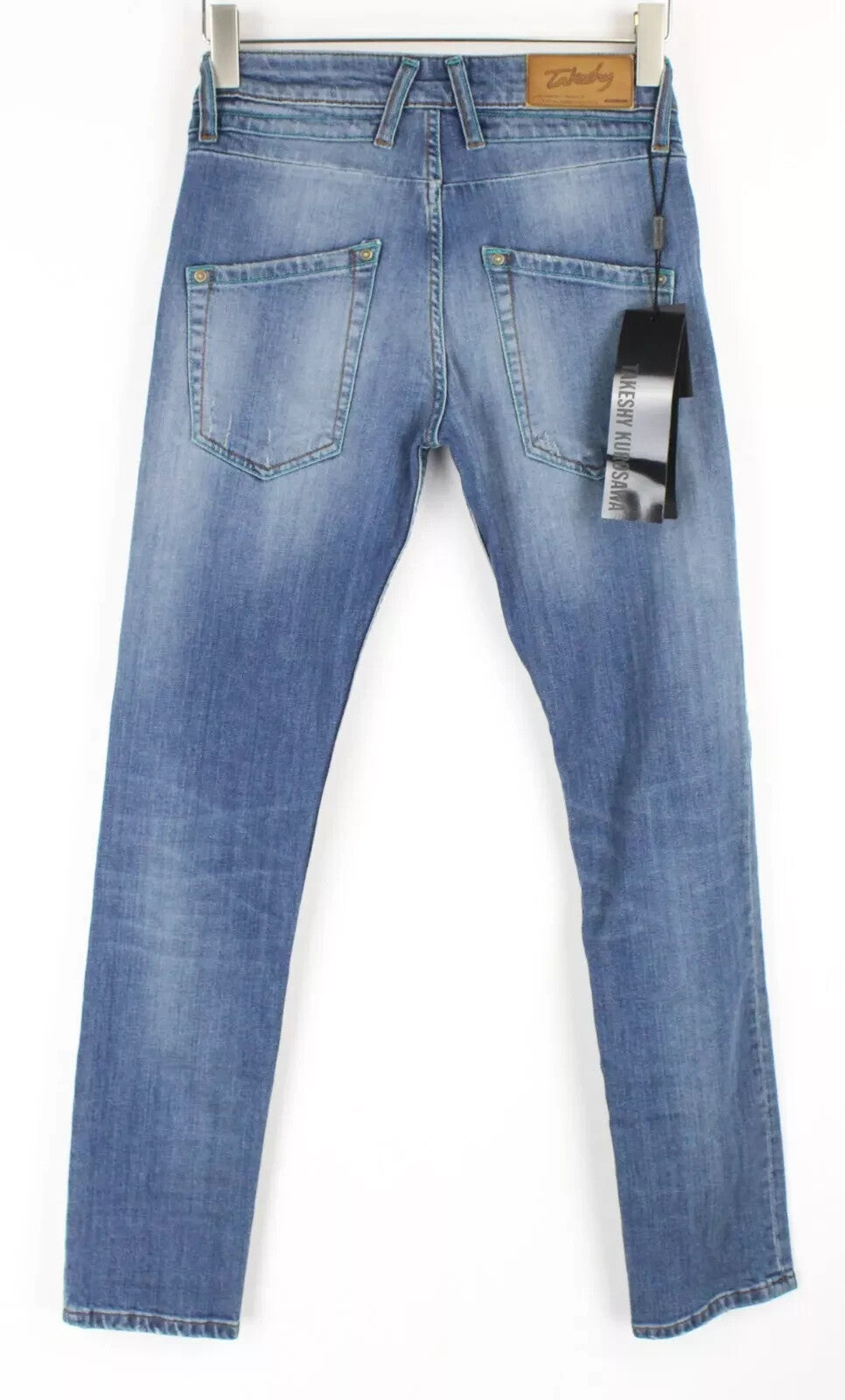 TAKESHY KUROSAWA Power vyriški džinsai W30 Slim, dirbtinės odos, tamprios medvilnės 