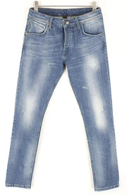 TAKESHY KUROSAWA Power vyriški džinsai W34 Slim skalbti tamprūs medvilniniai mėlyni 