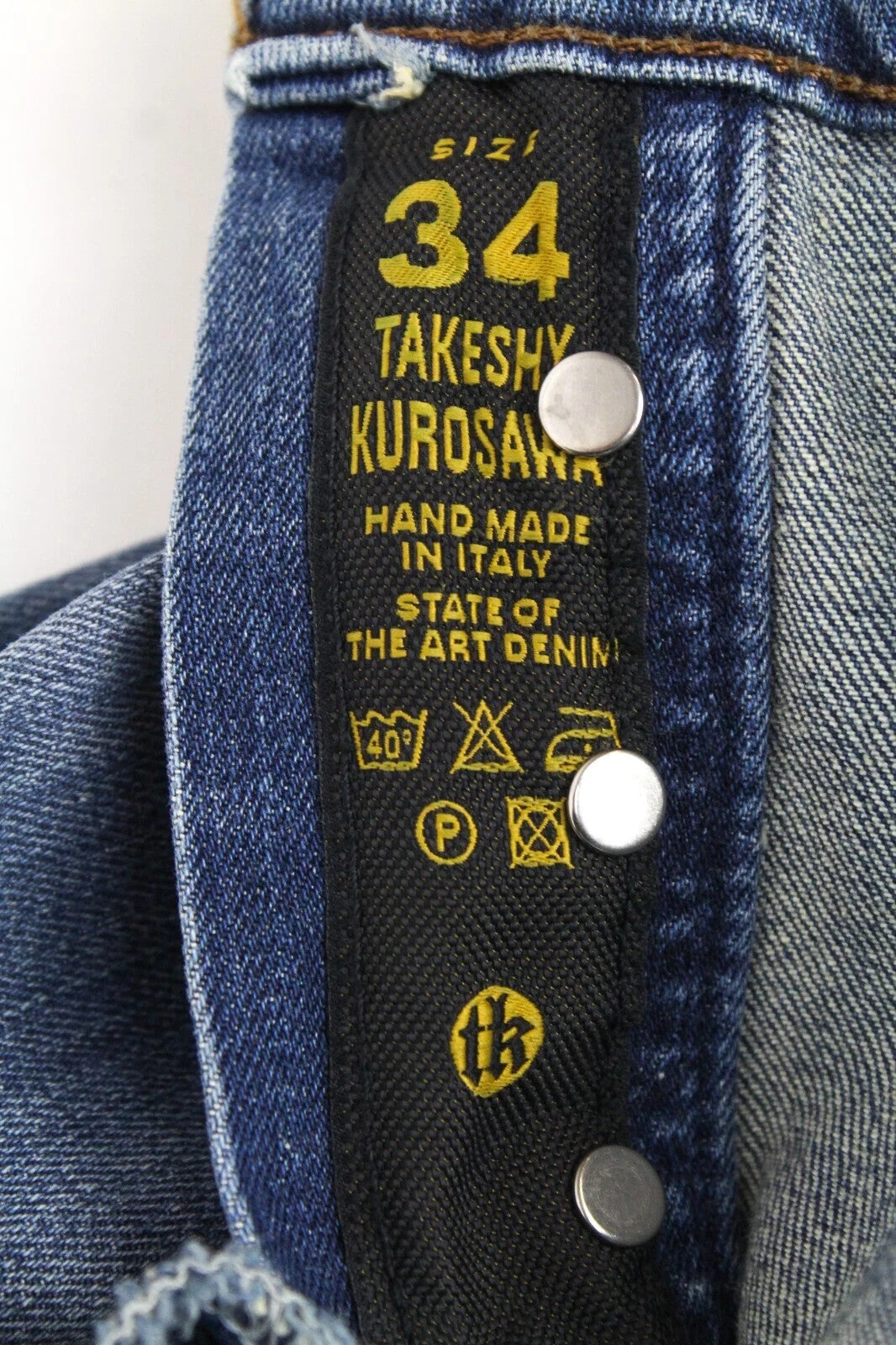 TAKESHY KUROSAWA Power vyriški džinsai W34 Slim skalbti tamprūs medvilniniai mėlyni 