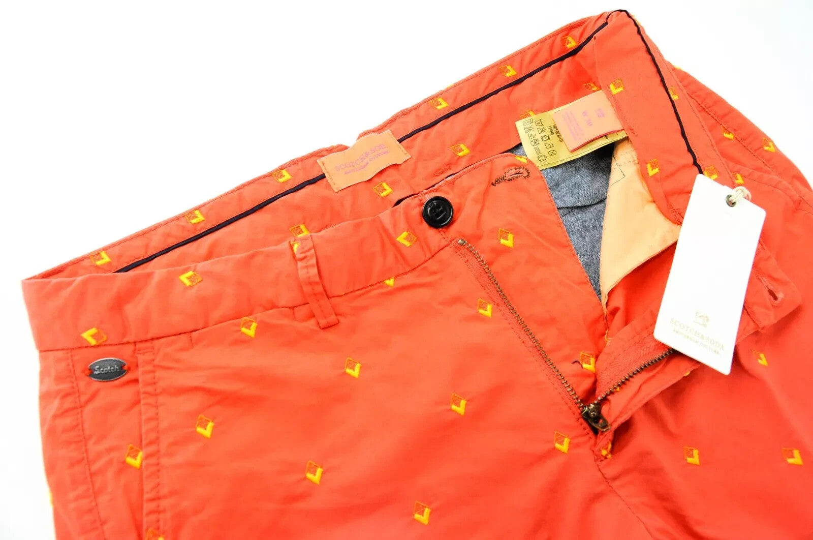 SCOTCH & SODA Orange Cotton Pattern Shorts W30 Stretch Ams Couture Men`s Wear