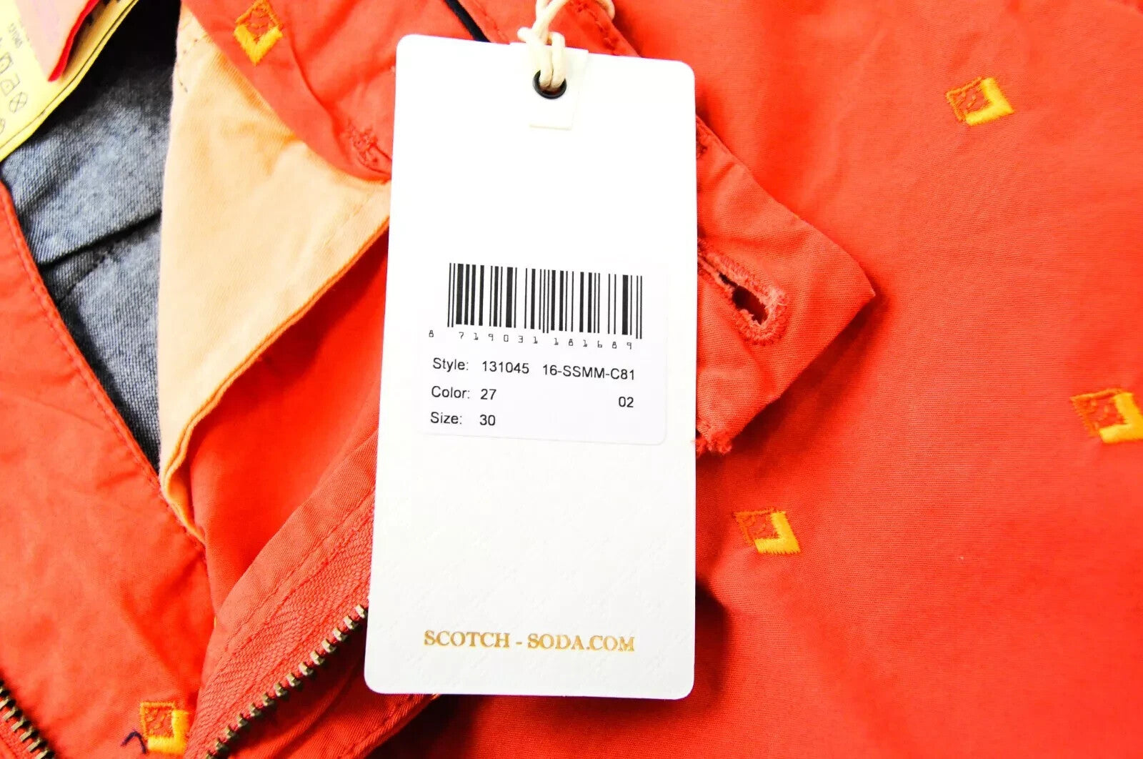 SCOTCH & SODA Orange Cotton Pattern Shorts W30 Stretch Ams Couture Men`s Wear