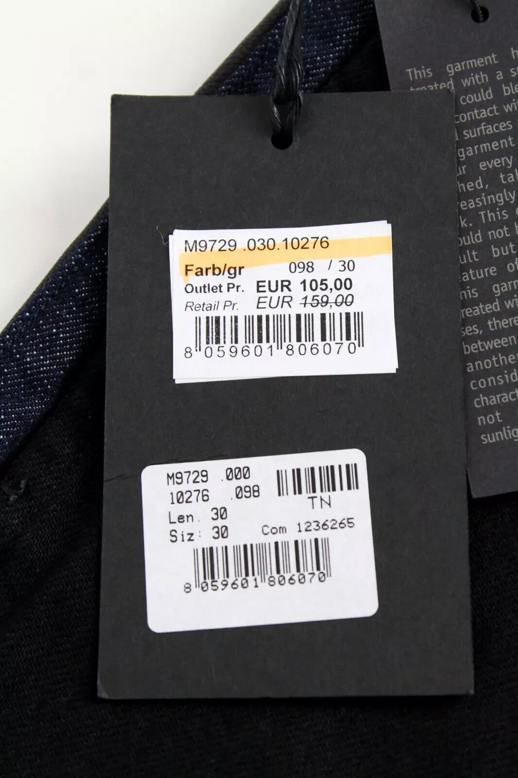 REPLAY Atelier Mens Jeans W30/L30 Slim  Black Blue Cotton Slit Pocket