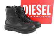DIESEL D-Alabhama CB Men Boots EU45 Black Cow Leather RRP€295 Laced Almond Toe
