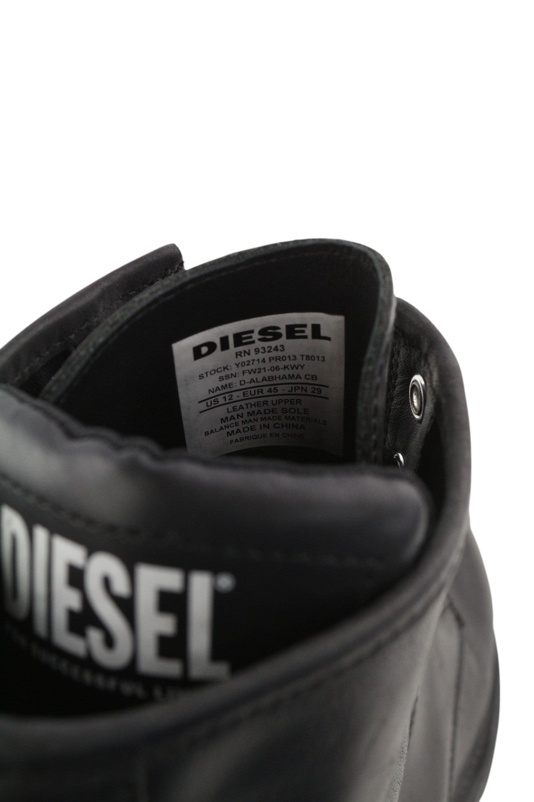 DIESEL D-Alabhama CB Men Boots EU45 Black Cow Leather RRP€295 Laced Almond Toe