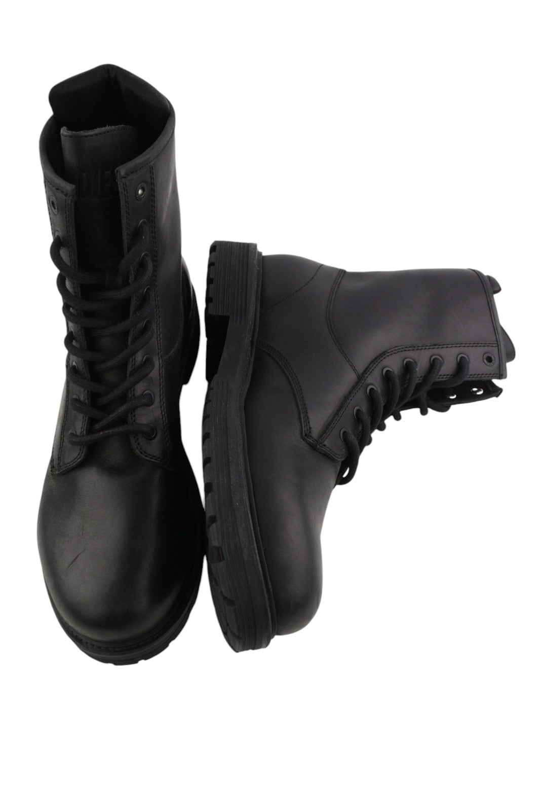 DIESEL D-Alabhama CB Men Boots EU45 Black Cow Leather RRP€295 Laced Almond Toe