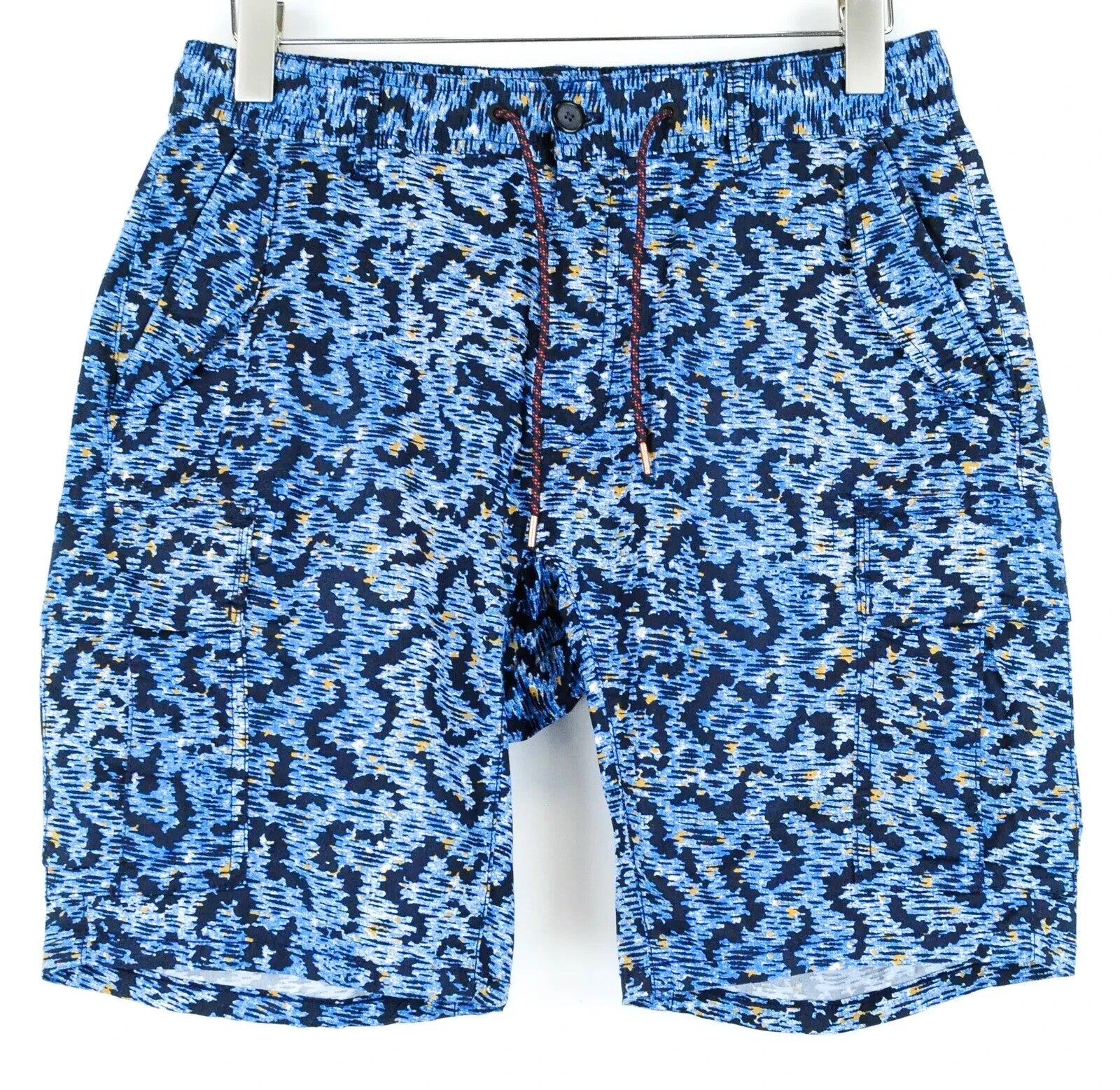 SCOTCH & SODA Patterned Shorts W31 Men Blue Drawstring Cotton Stretch Ams Style