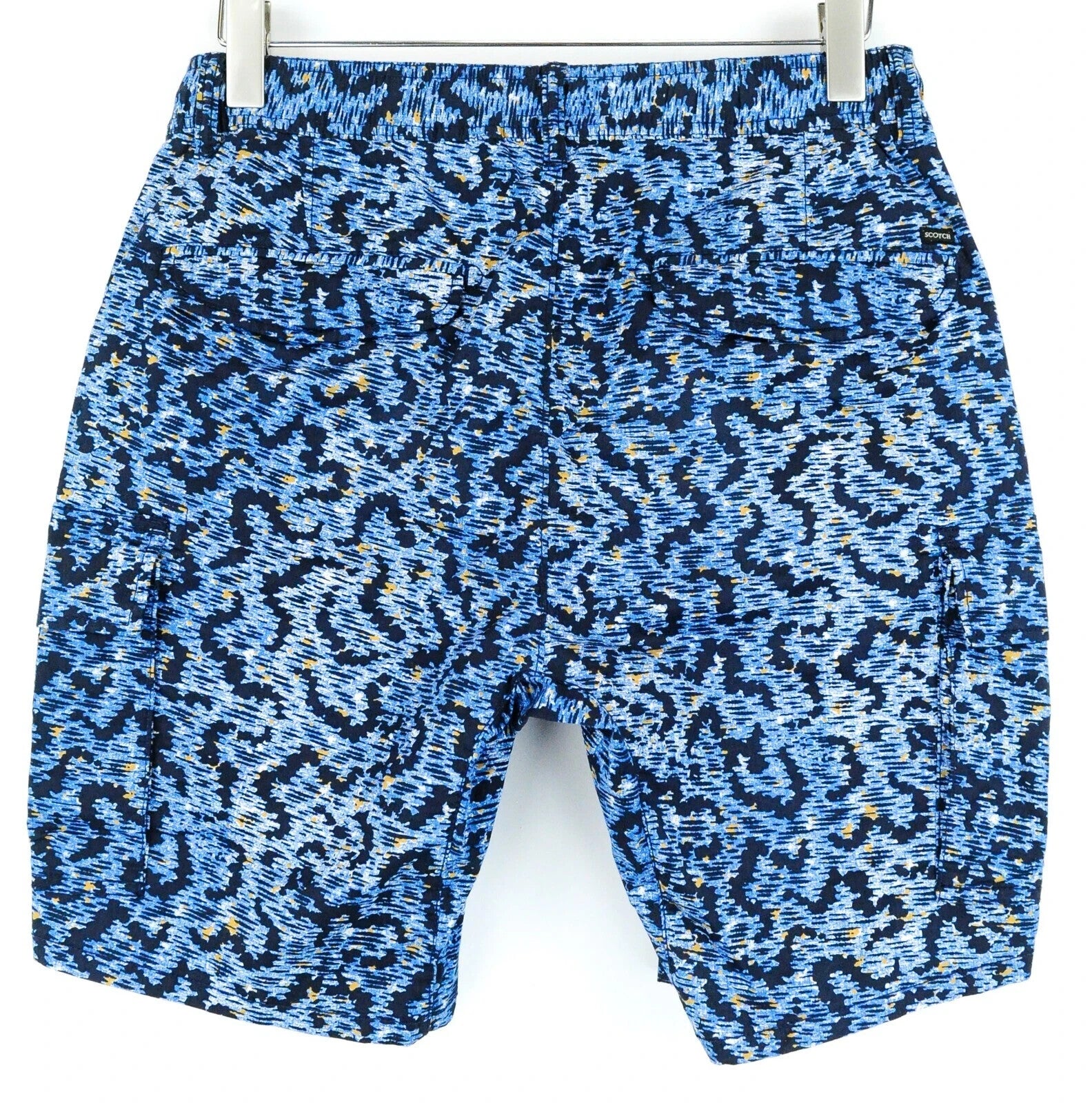 SCOTCH & SODA Patterned Shorts W31 Men Blue Drawstring Cotton Stretch Ams Style