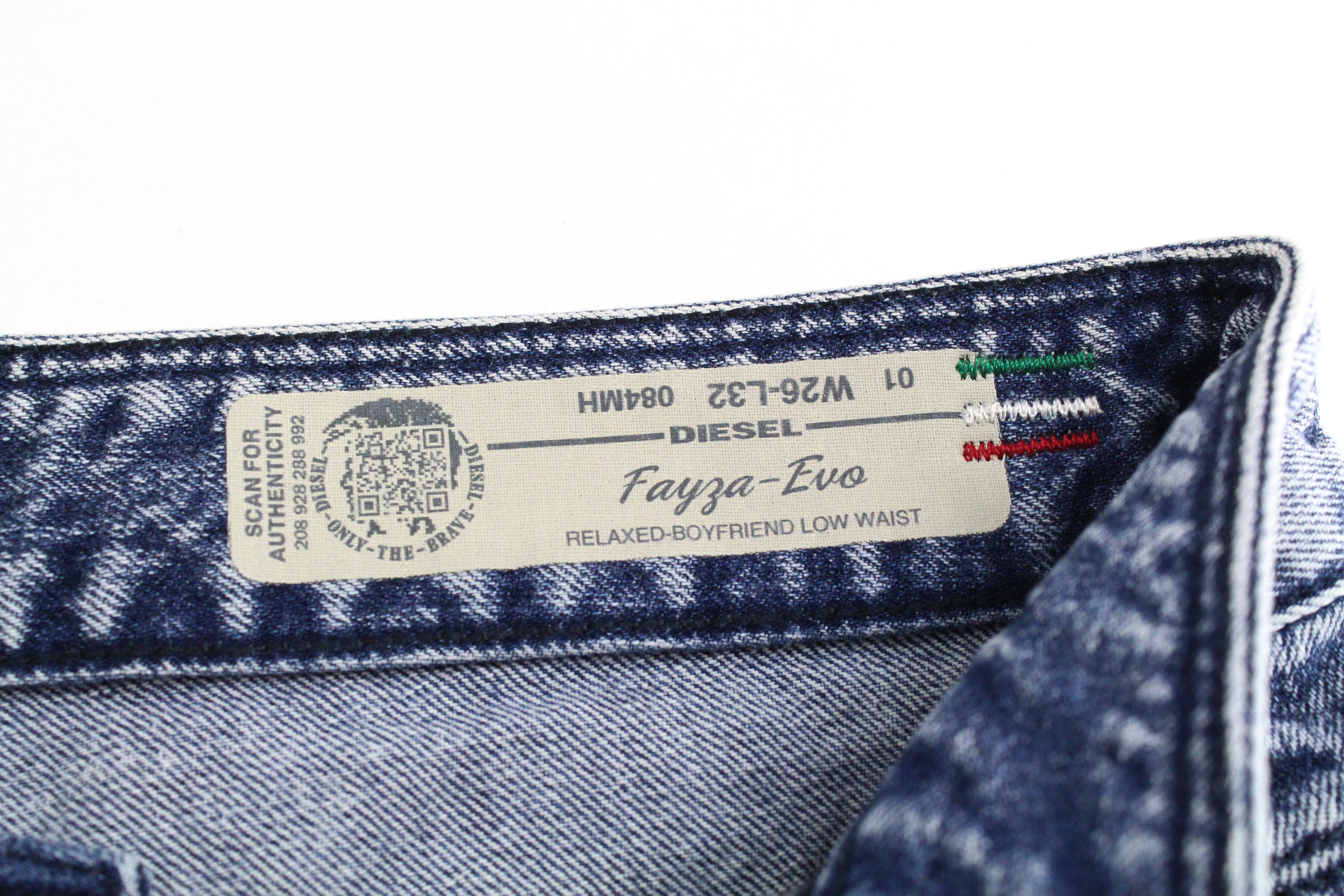 DIESEL Fayza-Evo 084MH Women's Jeans W26/L32 Relaxed Boyfriend Blue Wash