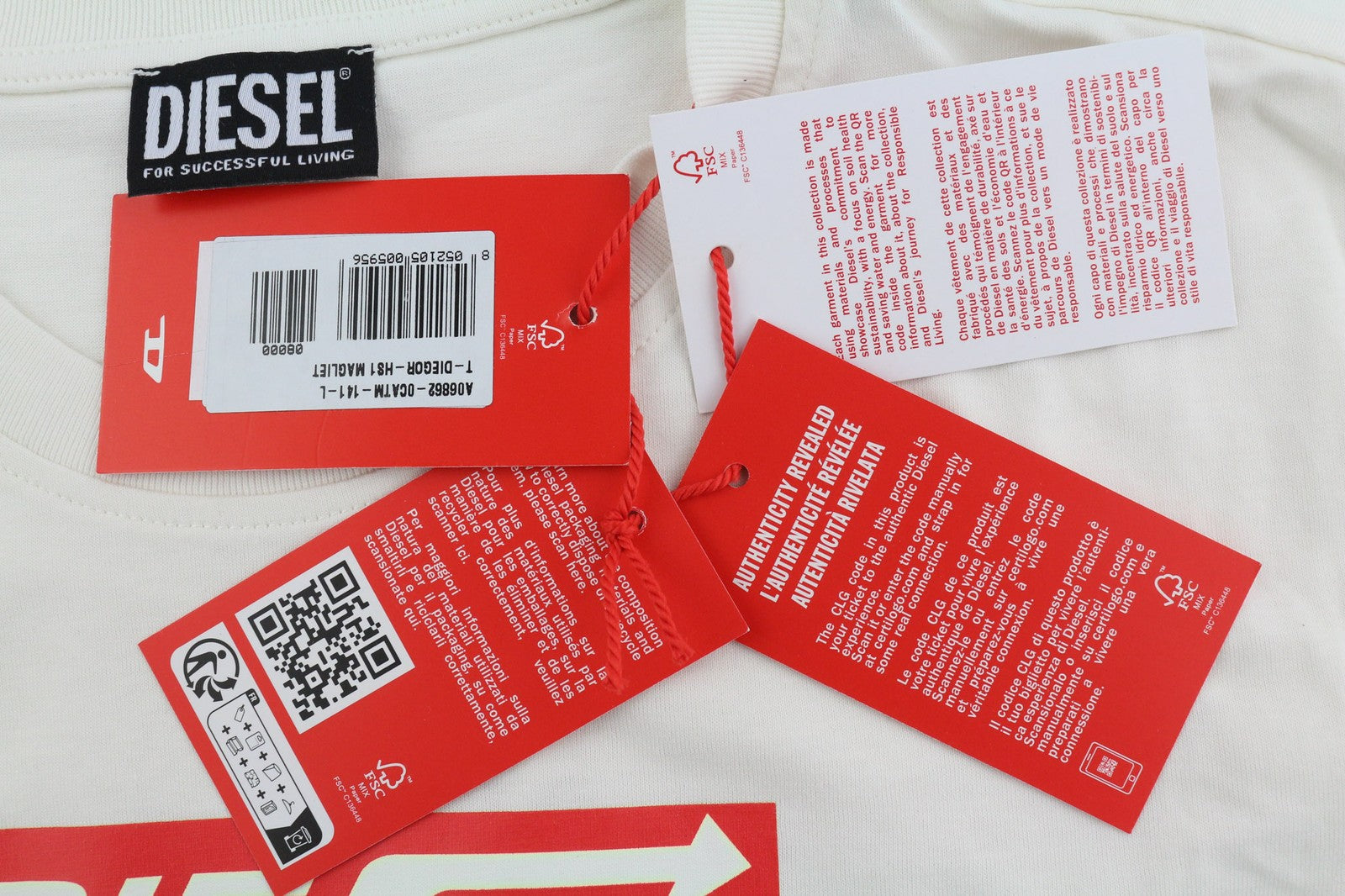 DIESEL T-Diegor-HS1 Mens T-Shirt L Short Sleeve Crew Collar  Tricot