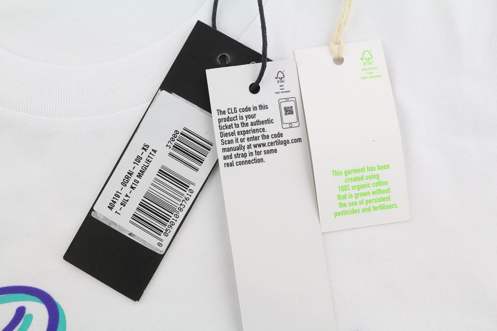 DIESEL T-Sily-K10 Womens T-Shirt XS Short Sleeve Crew Collar  Tricot