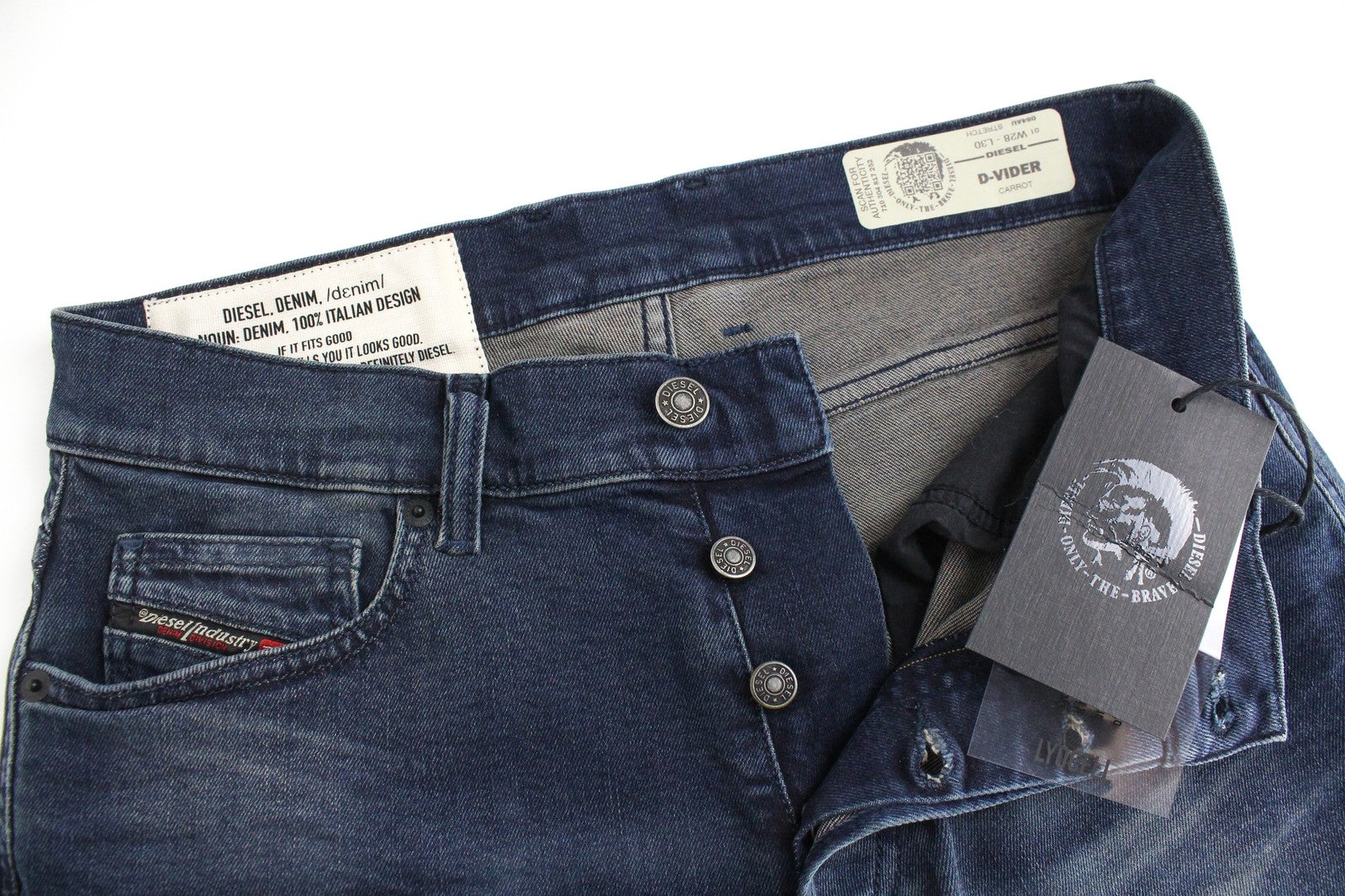 DIESEL D-Vider 084AU Men's Jeans W28/L30 Carrot Fit Stretch Blue Denim