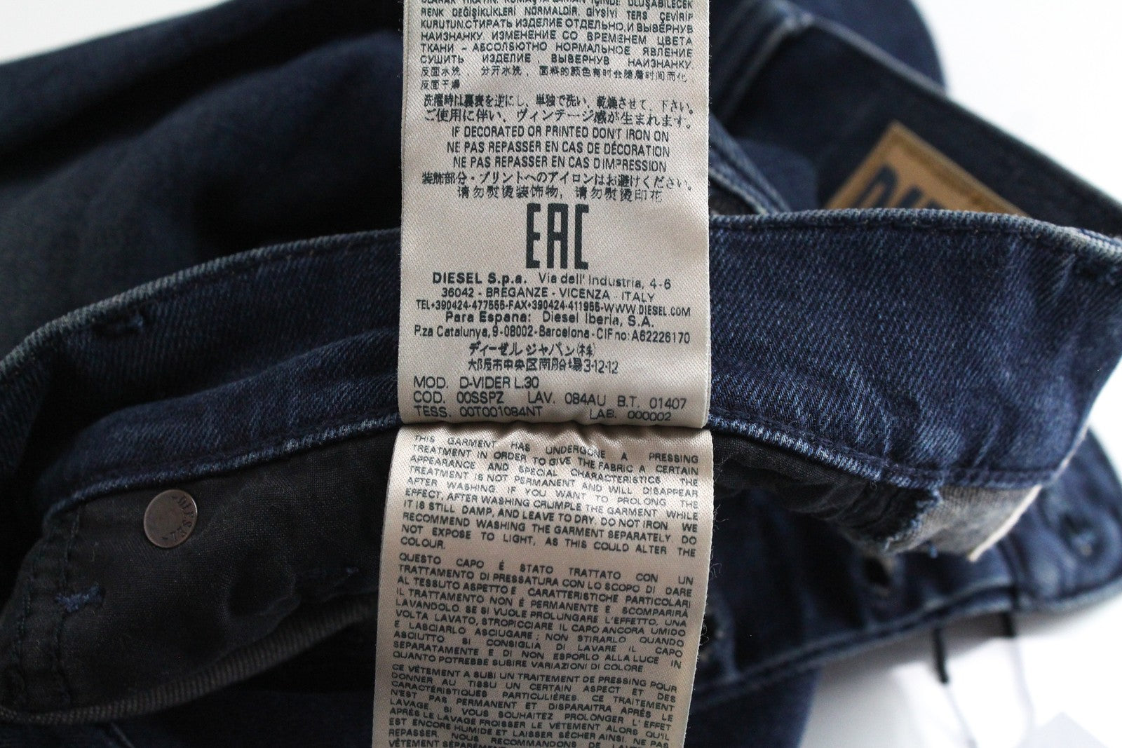 DIESEL D-Vider 084AU Men's Jeans W28/L30 Carrot Fit Stretch Blue Denim