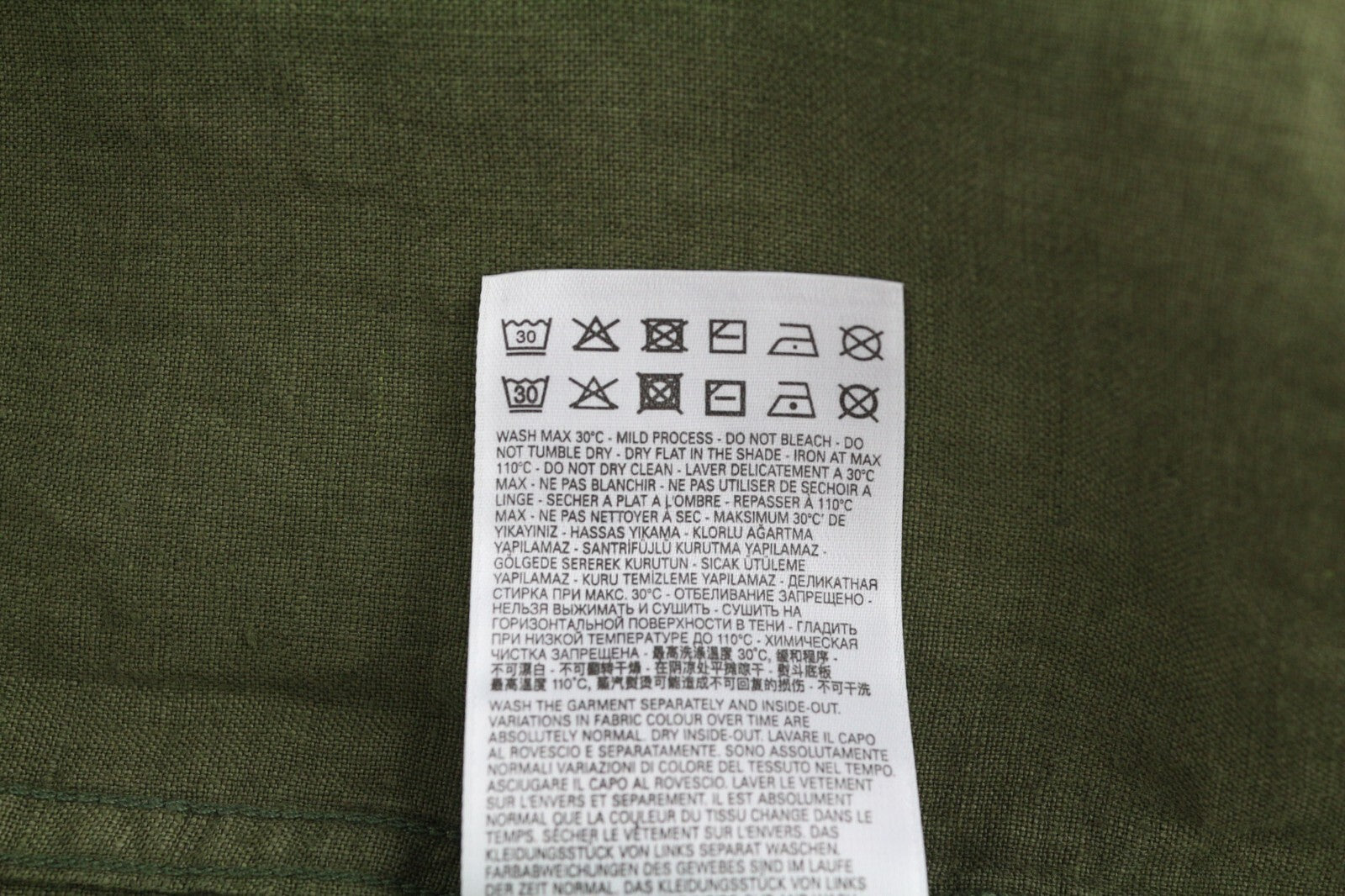 DIESEL S-East-Long-Lin Mens Shirt XL Olive Green Linen Buttoned RRP175