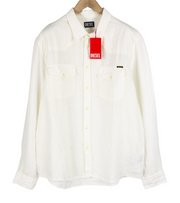 DIESEL S-East-Long-Lin Mens Shirt XL Western Linen Buttoned Spread Neck RRP€175