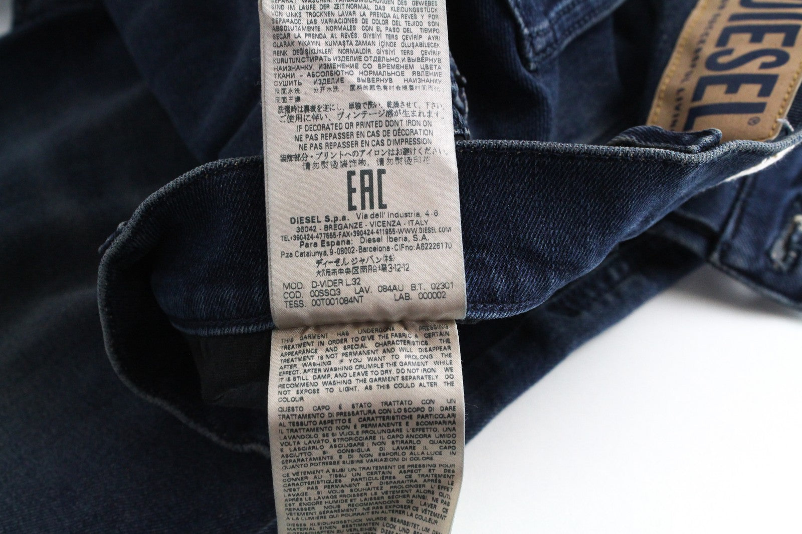 DIESEL D-Vider 084AU Men's Jeans W28/L32 Carrot Fit Stretch Blue 5P