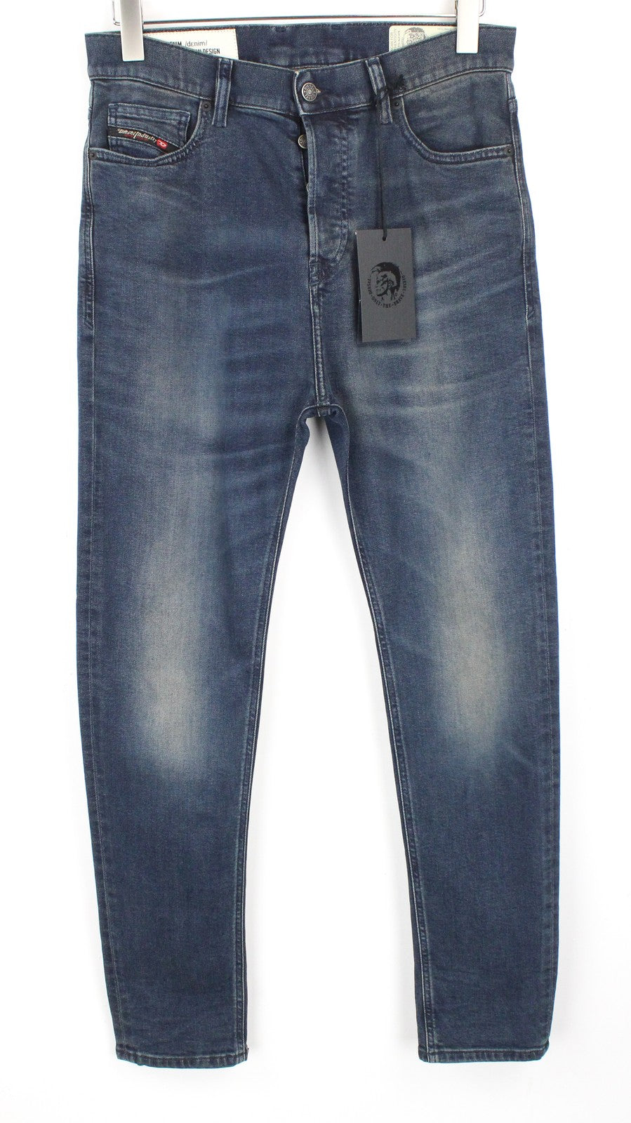 DIESEL D-Vider 084AU Men's Jeans W28/L32 Carrot Fit Stretch Blue Button