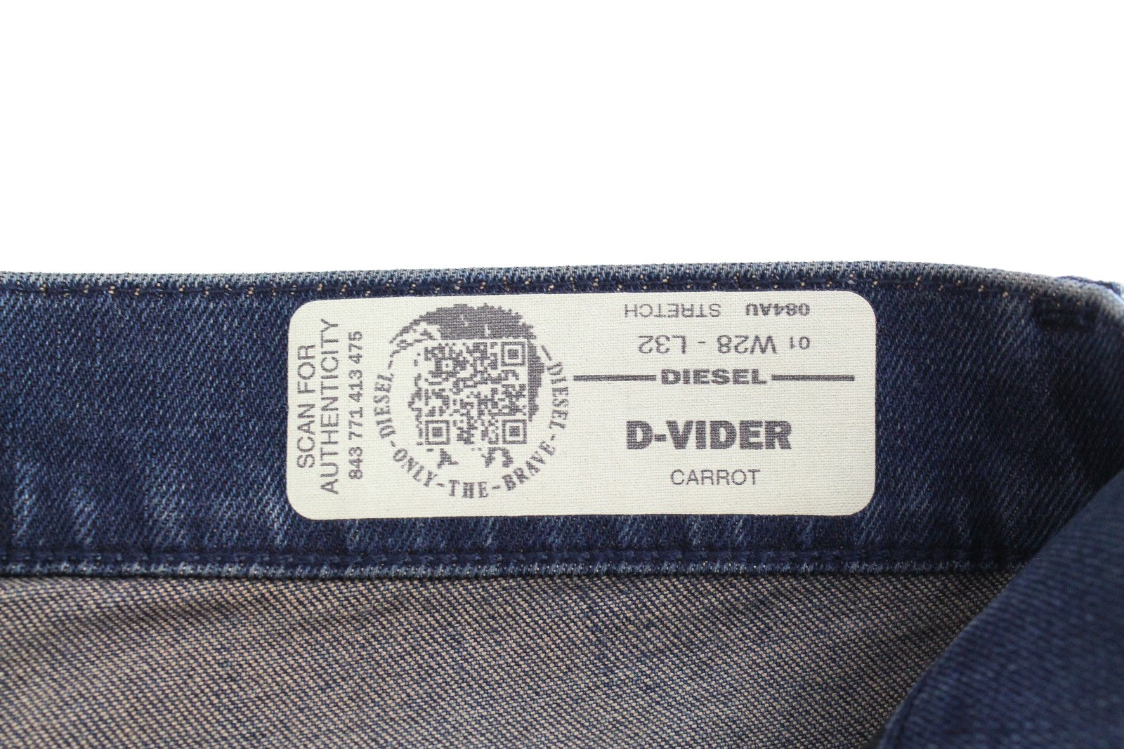 DIESEL D-Vider 084AU Men's Jeans W28/L32 Carrot Fit Stretch Blue Button