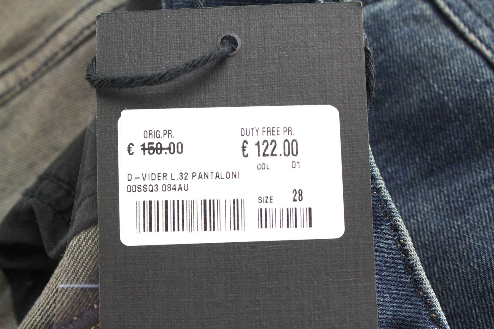 DIESEL D-Vider 084AU Men's Jeans W28/L32 Carrot Fit Stretch Blue Button