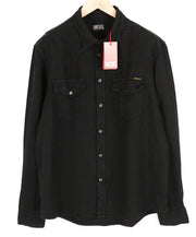 DIESEL S-East-Long-Lin Mens Shirt L Western Linen Spread Neck Black RRP€175