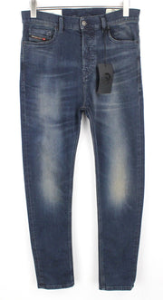 DIESEL D-Vider 084AU Men's Jeans W28/L32 Carrot Fit Washed Stretch Blue