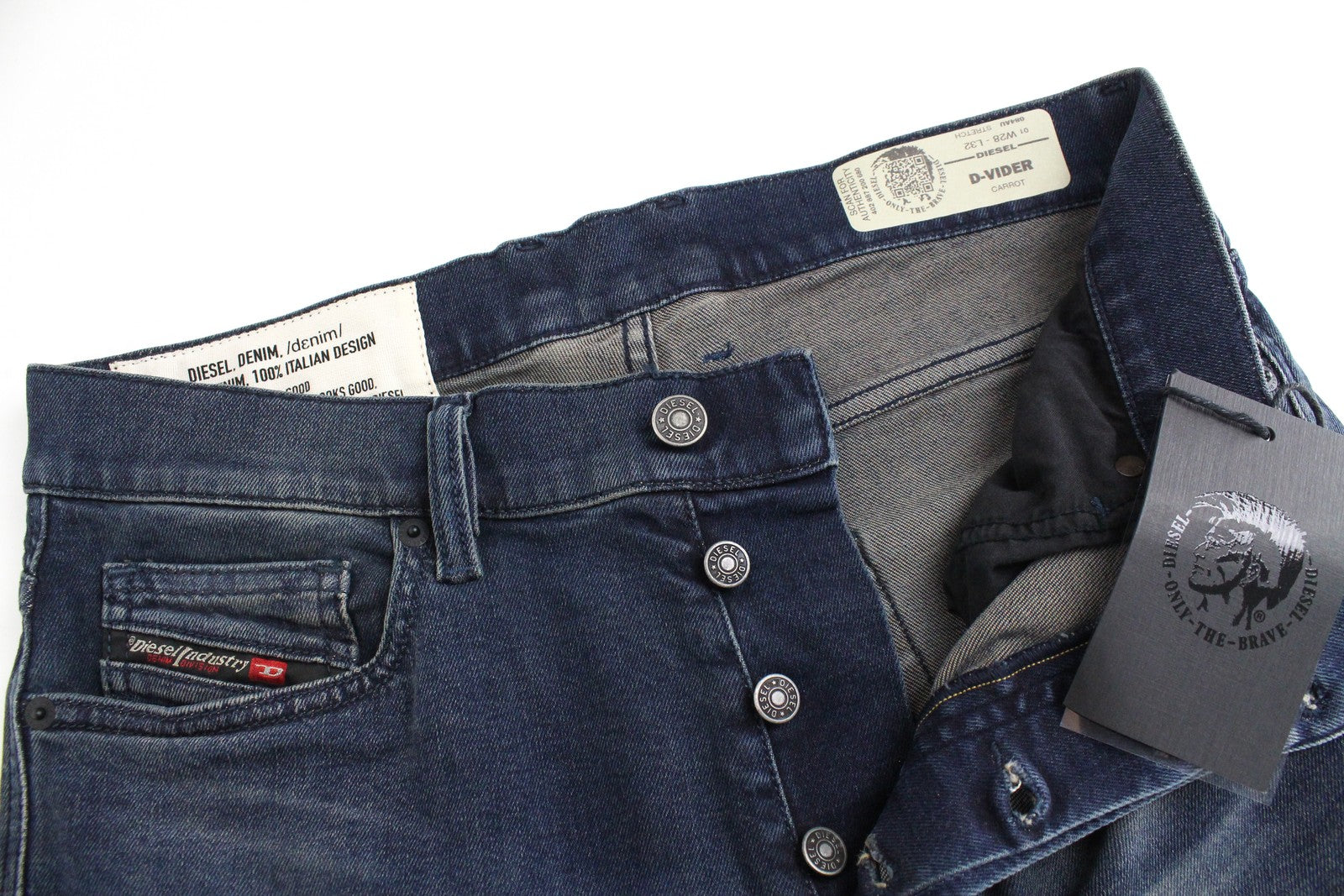 DIESEL D-Vider 084AU Men's Jeans W28/L32 Carrot Fit Washed Stretch Blue