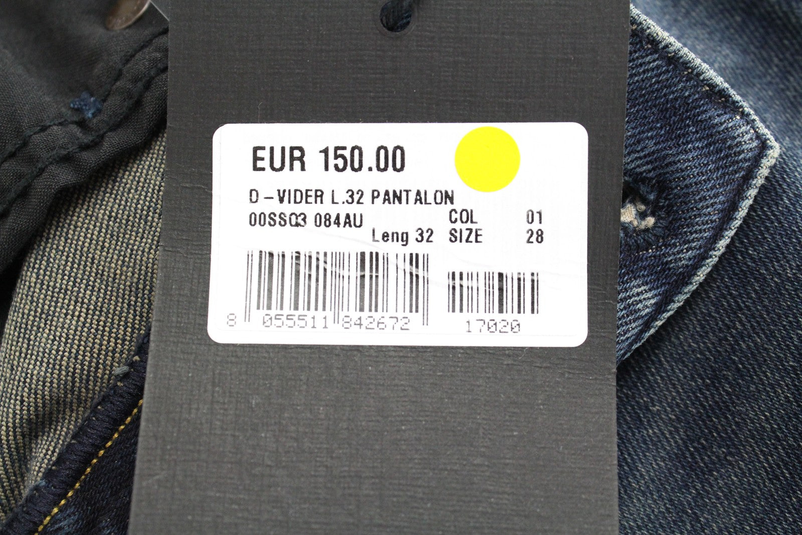 DIESEL D-Vider 084AU Men's Jeans W28/L32 Carrot Fit Washed Stretch Blue