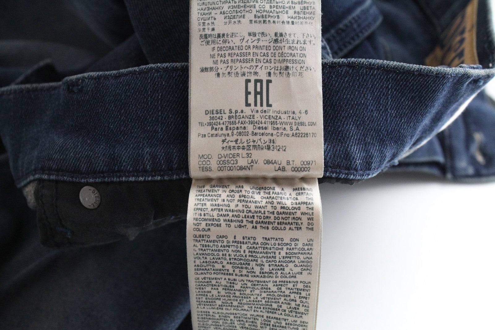 DIESEL D-Vider 084AU Men's Jeans W28/L32 Carrot Fit Washed Stretch Blue